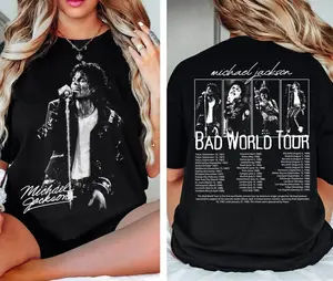Retro Michael Jackson Bad World Tour Shirt, Music MJ King of Pop Youth Shirt, MJ Unisex T-Shirt, Perfect Gift For Men, Women.