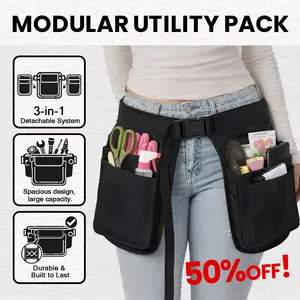 3-in-1 Detachable Modular Utility Pack Waist Tool Belt, Multi-Pocket Large Capacity Organizer for Gardening Cleaning DIY Crafting Work Supplies, Durable Adjustable Waist Pack for Men Women