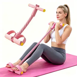 Upgraded 6-Tube Foot Pedal Resistance Trainer, Elastic Pull Rope for Abs, Glutes & Arms Training
