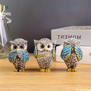 3pcs Resin Owl Statues - Don't Listen, Don't Speak, Don't Look, Whimsical Home Decor, Desktop Ornaments for Living Room, Bedroom, Modern Home Supplies Figurines