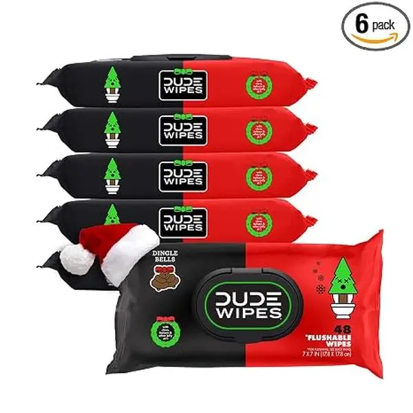 Dude XL Flushable Dingle Bells Wipes - 6 Pack, Total 288 Wipes Dude XL Flushable Dingle Bells Wipes - 6 Pack, Total 288 Wipes