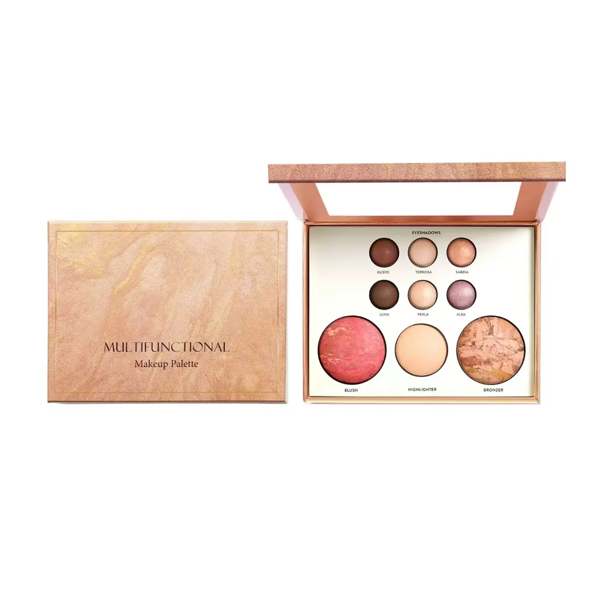 Women's All-in-1 Eyeshadow Palette - Neutral Pigmented Oil Powder Cosmetic Kit with Blush, Bronzer, Full-Face Makeup Gift Set eyeshadow palette