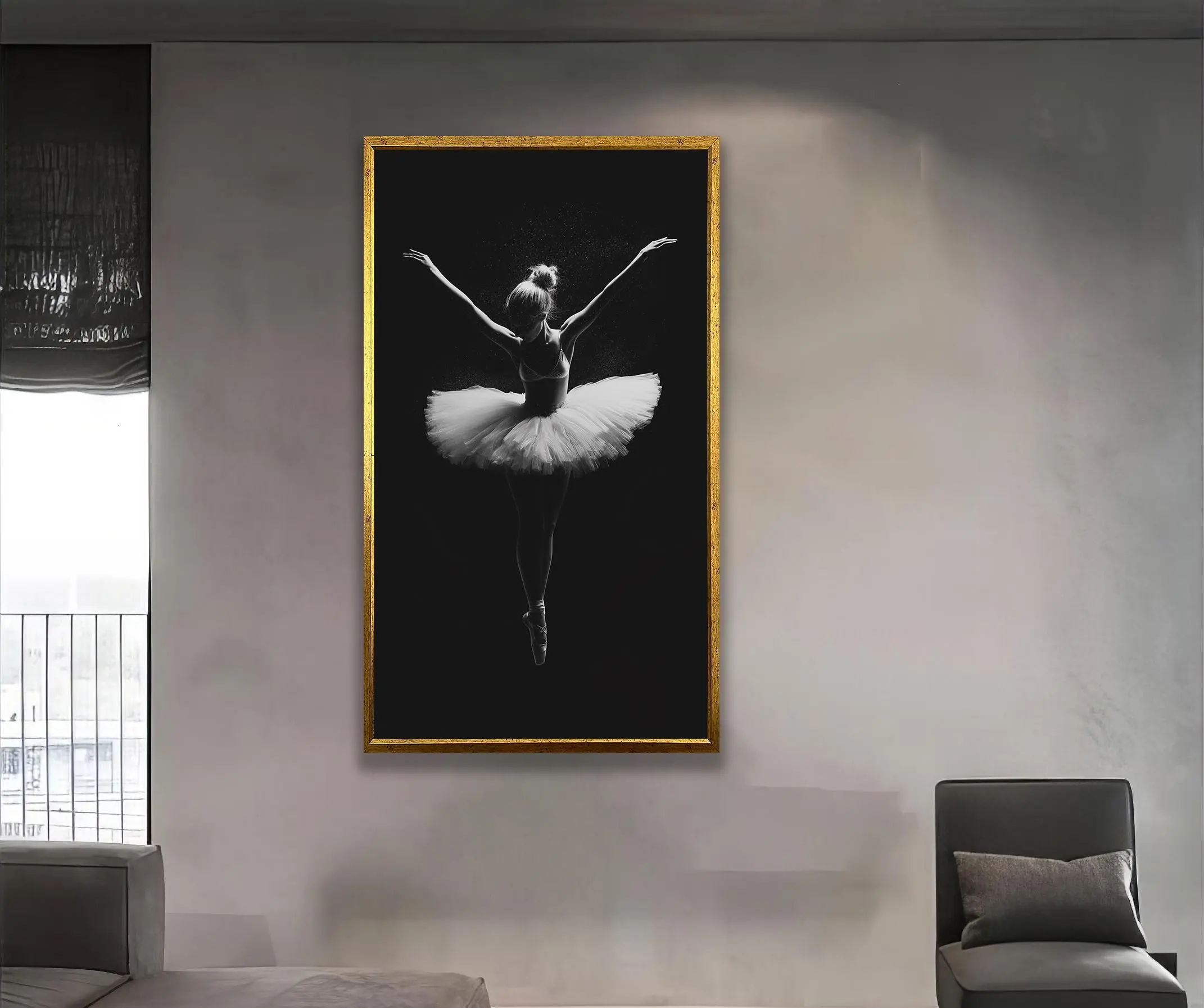 [SALE UP TO 40%] [Unframed] Elegant Ballerina Wall Art – Black and White Ballet Dancer Poster, Minimalist Graceful Woman Print for Modern Home Decor