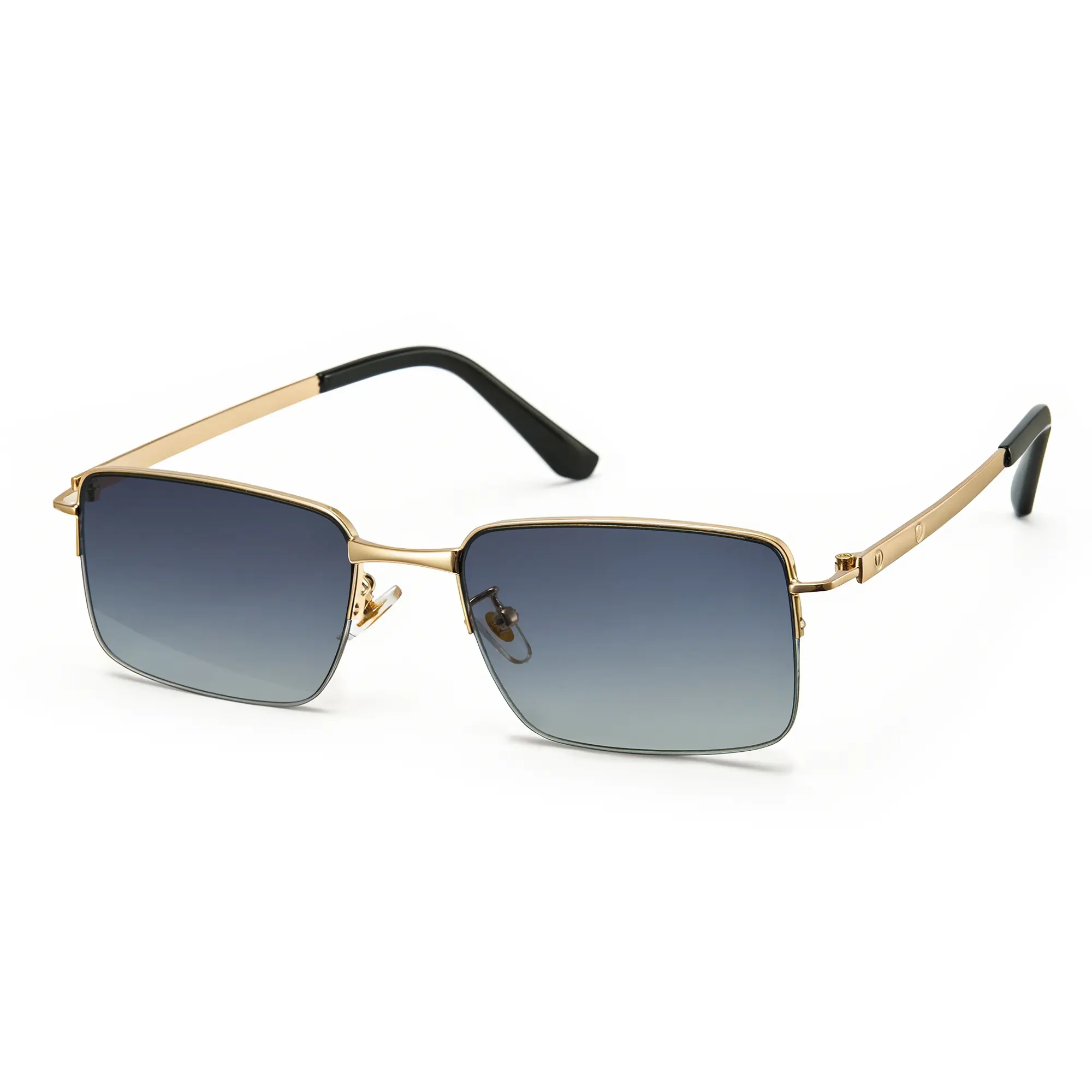 Cyxus Men's Square Sunglasses Retro Y2K Thin Metal Frame Gradient Lenses UV400 Protection Lightweight TR90 Temples Durable Fashion Shades Slim Face Slimming Design Silver Black-EAA