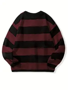 Autumn Winter New American Dark BF Casual Style Loose Fit High School Teenager Long Sleeve Sweater Couple Matching Striped Design for Men & Women