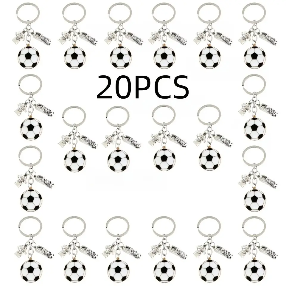 20pcs Football-Themed Keychain Set, Keychain Collectibles, Durable Ball and Shoe Designs, Perfect Gift for Athletes, Sports Enthusiasts, Soccer Players, Everyday Carry, Keychain for Bags, Keyrings