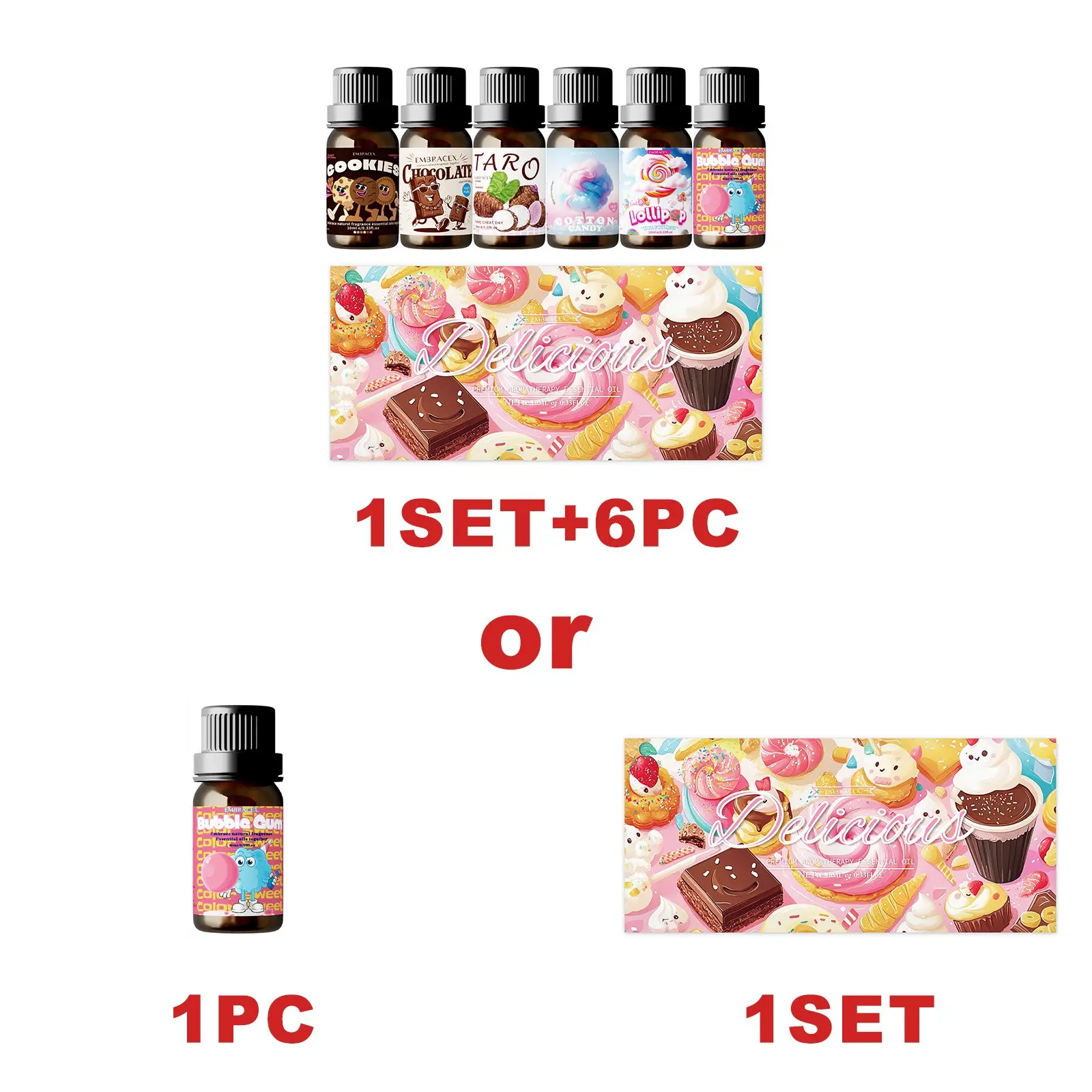 Delicious Aroma Essential Oil Set, Food-Grade Aromatherapy Scented Oils for Humidifiers & Diffusers, Long-Lasting Fragrance, Aromatherapy Essentials, Perfect Holiday Gift
