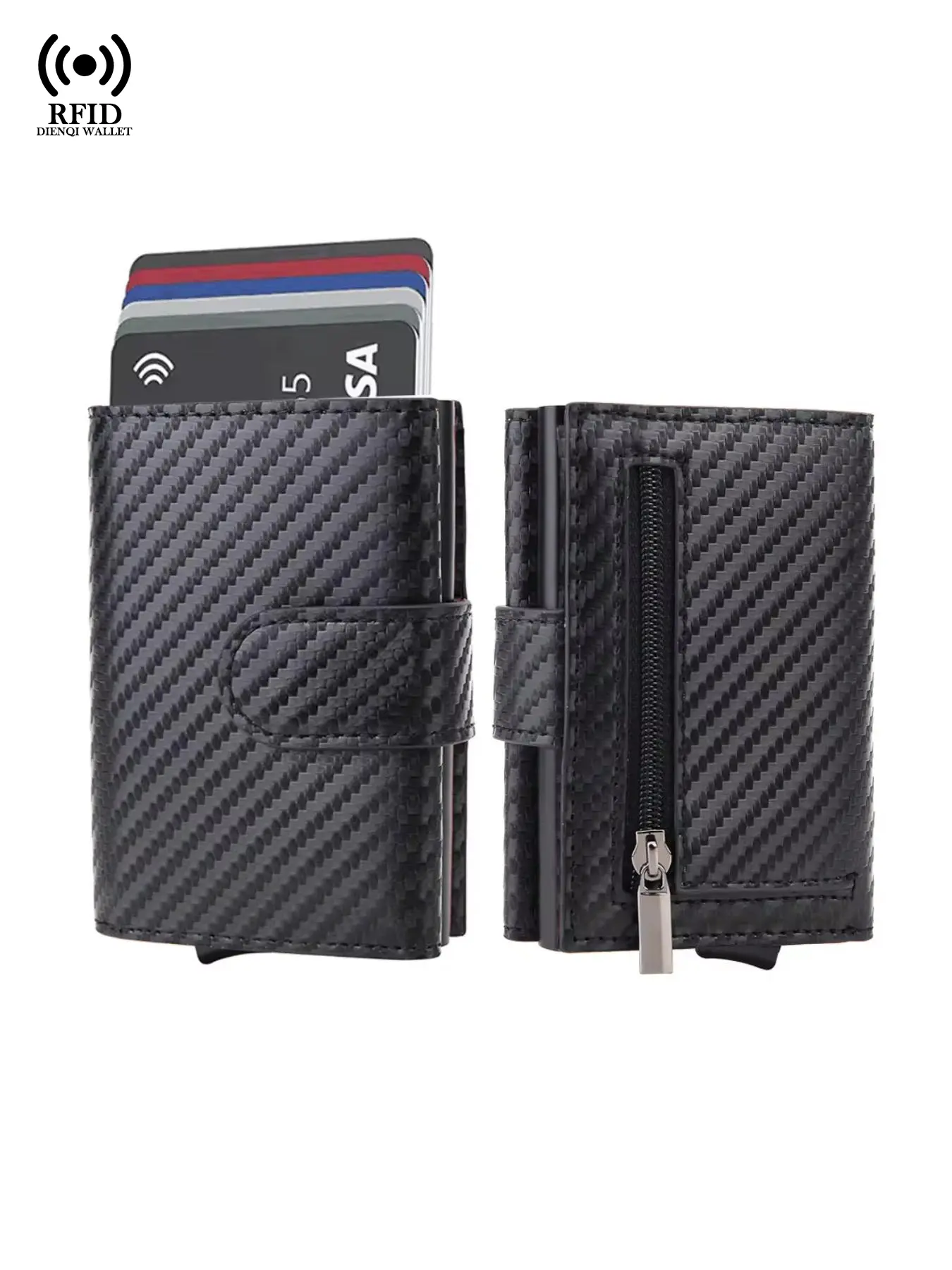 Rfid Carbon Card Holder, Microfiber Leather Wallets, Pop-Up Trifold Design, Aluminum Case & Coin Pocket, Ideal for Men, Father’s Day Gift, Credit Card Holder
