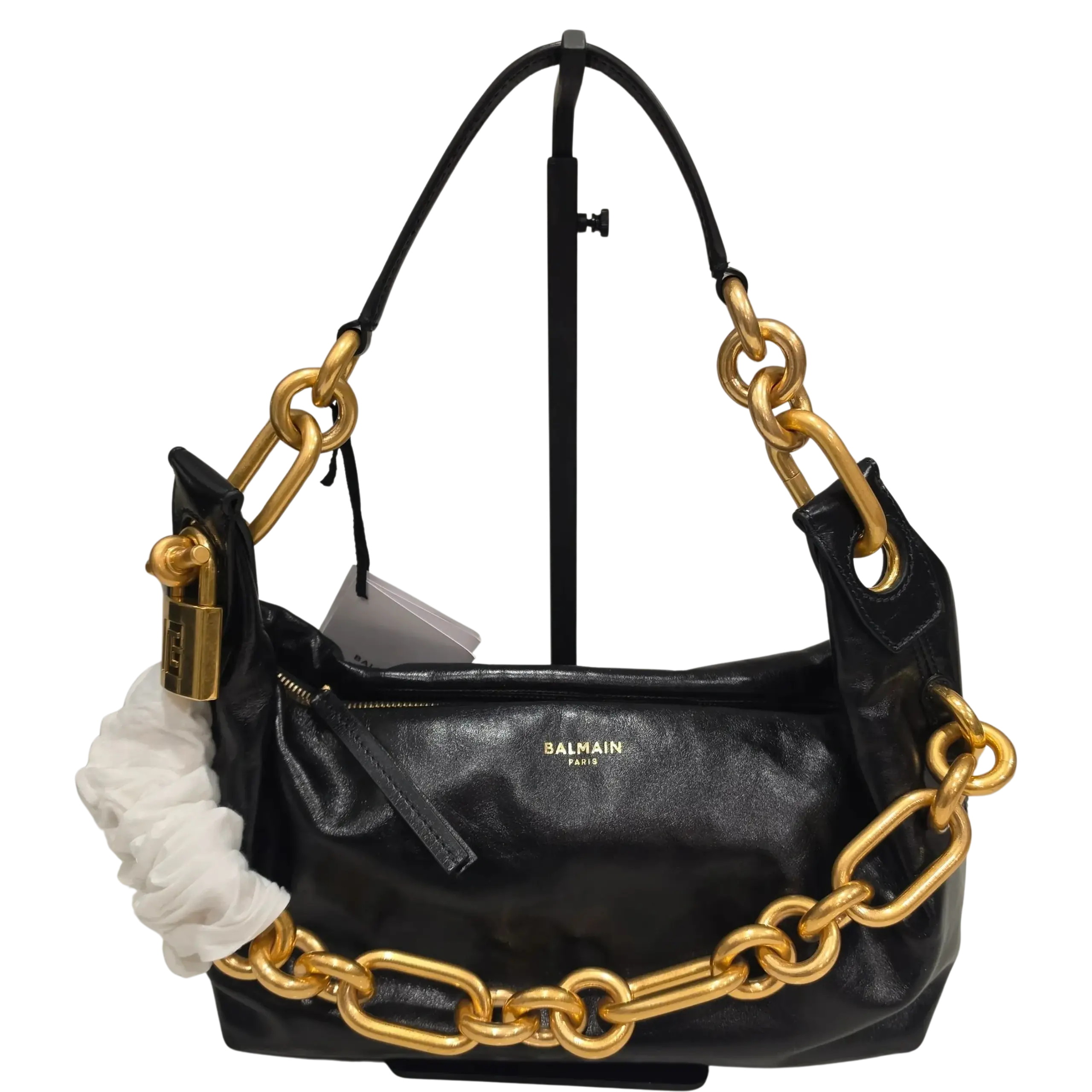 Pre-owned Balmain Calfskin Shoulder Bags Sync Medium Shoulder Bag, Chain Strap Hobo Bag