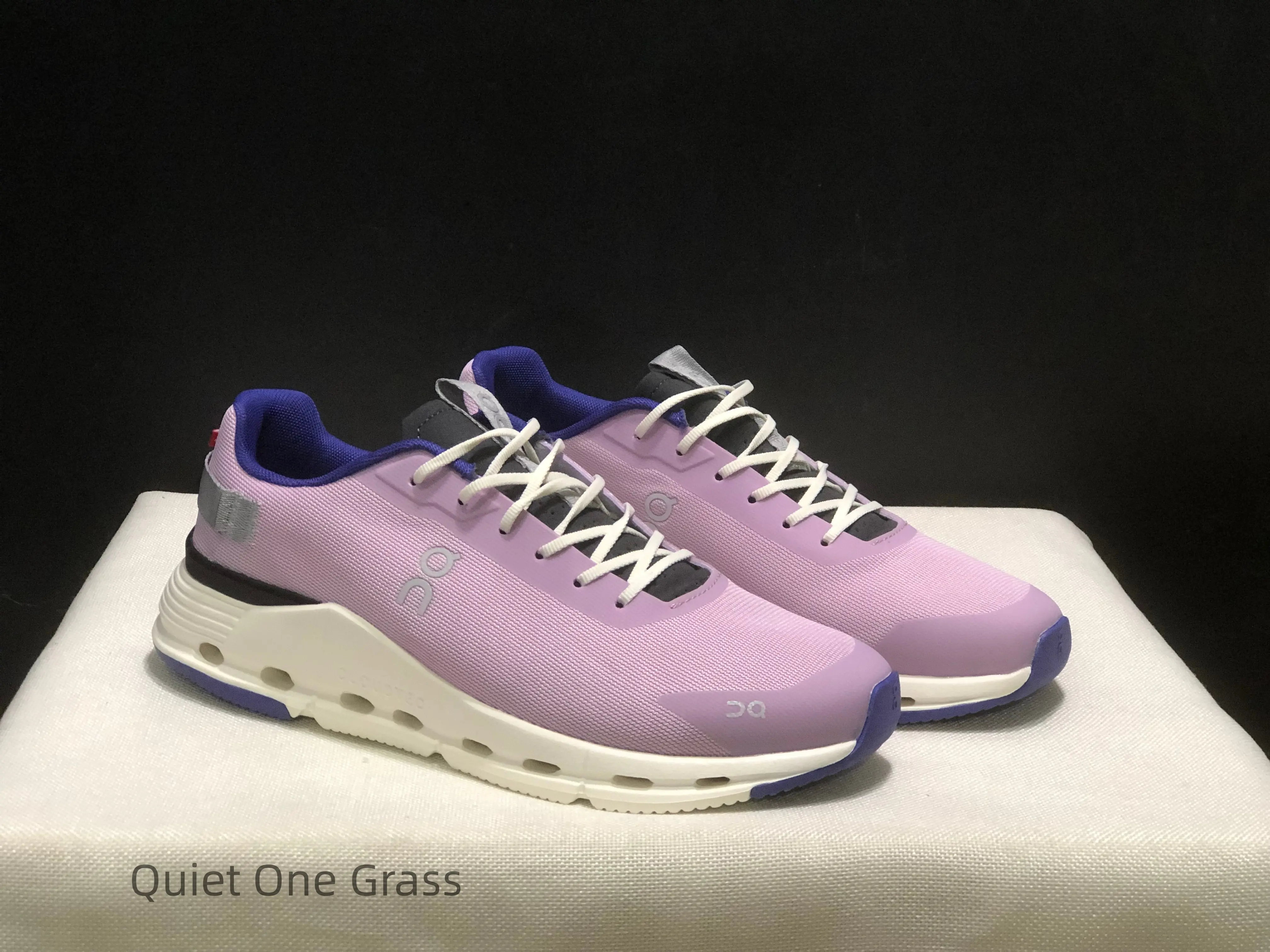 Unisex Couple Platform Sneakers Pastel Lavender Woven Mesh Running Shoes Bright Blue Inner Collar Hollow Wave Ivory Outsole Minimal Fresh Casual Trainers