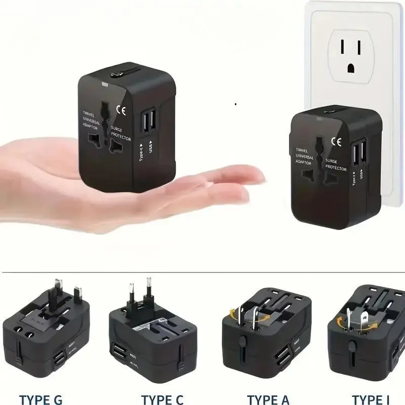 4-in-1 Universal Travel Adapter - Universal Socket, US Plug, UK Type, Dual USB Slots, Portable Charger, Compact, Plug Sockets, Ideal for Smartphone Charging, Perfect Gift (Home Improvement Electrical Accessory)