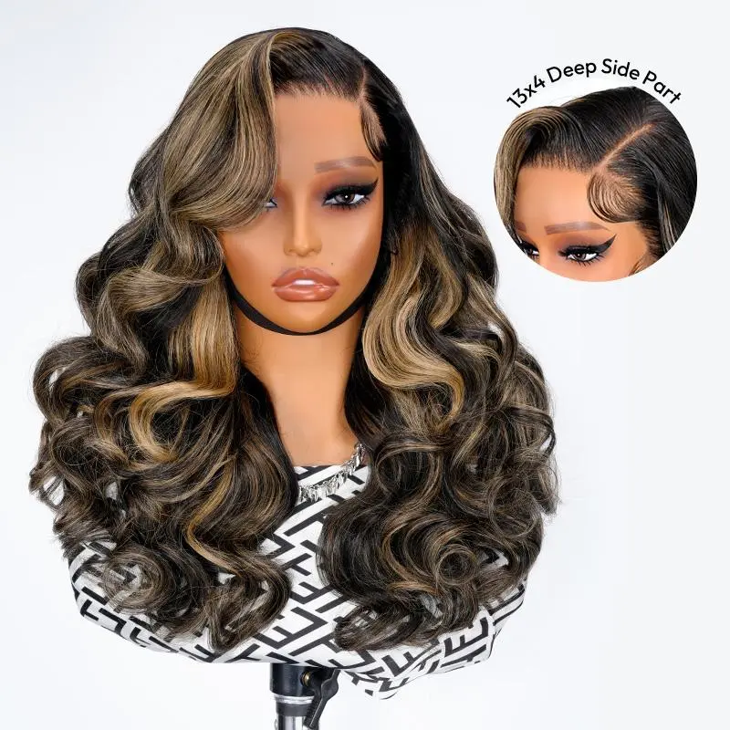 [NEW IN] West Kiss Glueless Wig Side Part Highlight Blonde Body Wave 13x4 Lace Front Wig Human Hair Pre Cut Pre Plucked Hairline Wigs