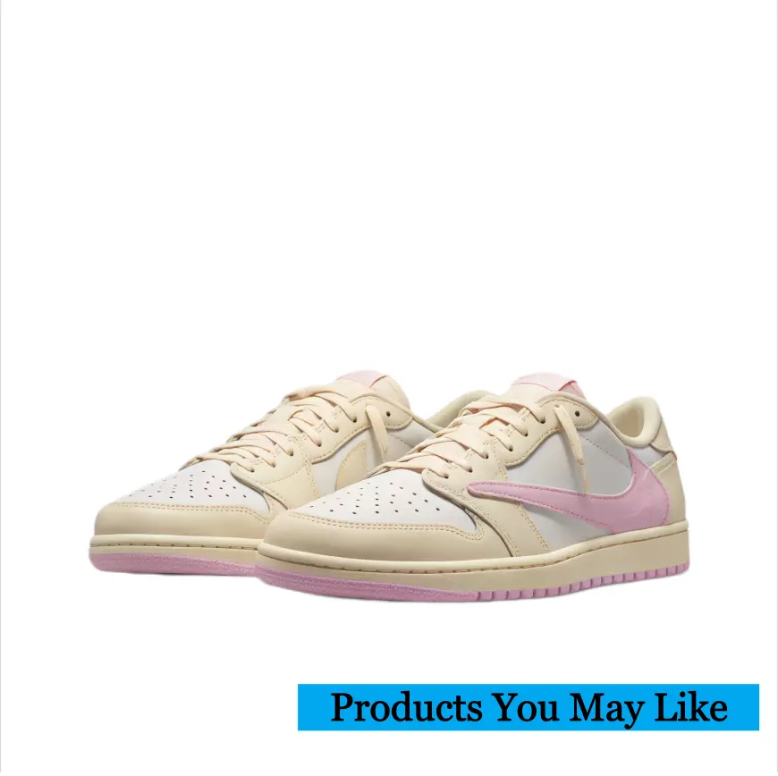 Brand-New Creamy Beige-Ivory Leather Low-Top Sneakers, Unisex Lace-Up Street Trainers with Soft Blush Pink Side Logo, Pink Anti-Slip Outsole, Original Matching Shoe-Box Included (Sports Collectibles Accessory)