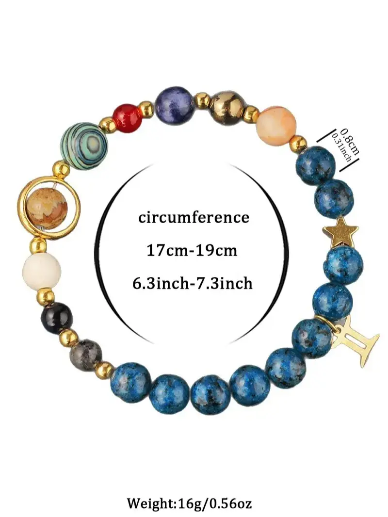 Unisex Aries-Themed Beaded Artificial Crystal Bracelet with Charms, Fashionable Costume Jewelry Accessory, 6.3inch-7.3inch (17cm-19cm) Birthday Gift, Symbolizing Identity & Individuality