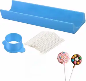 Round Cake Pop Mold Set with 9 Inch Tray, 3D Printed Cake Pop Cutter and Pusher with 100pcs Sticks, Baking Molds Kit for Parties, Wedding,Home Desserts Making