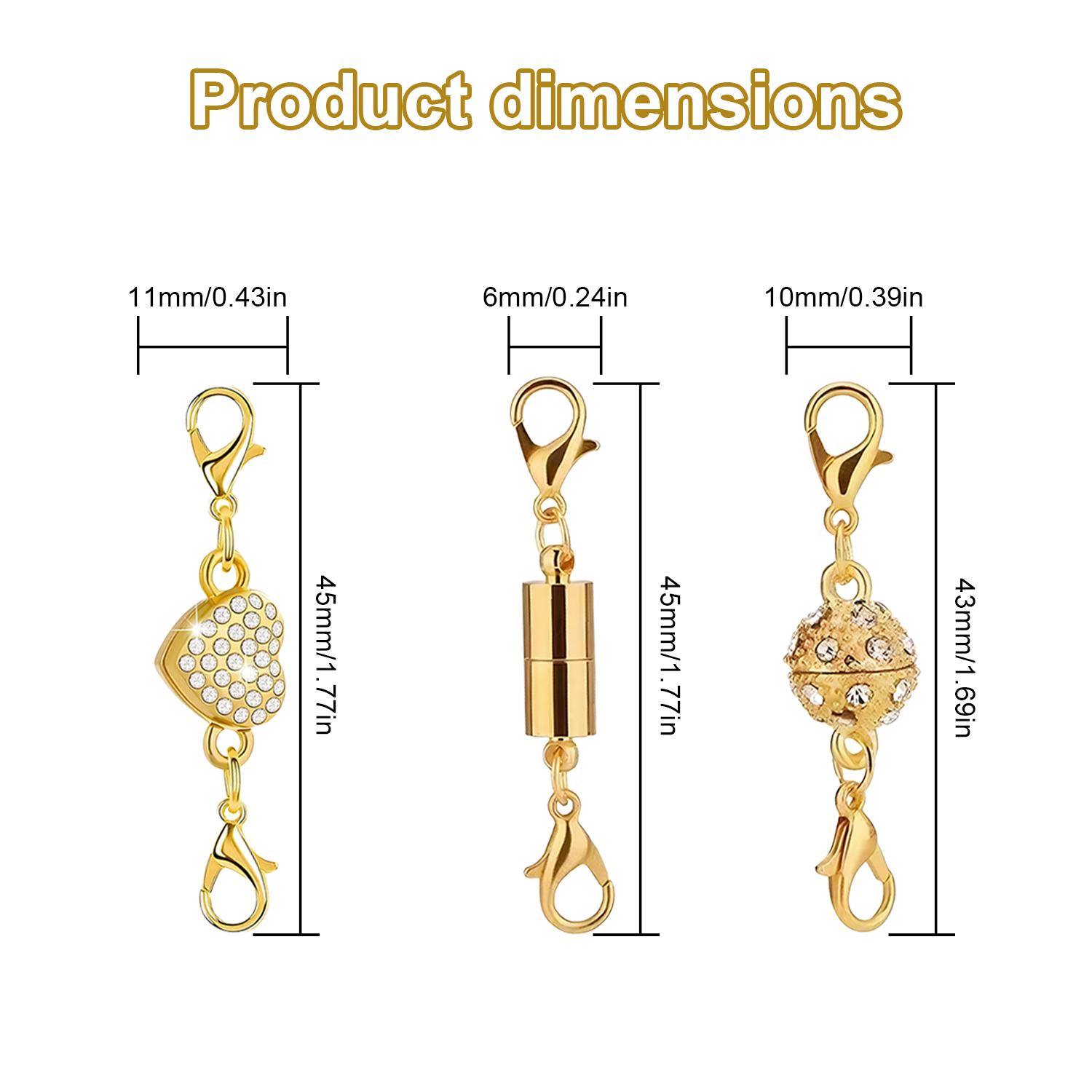 12 Pack Magnetic Necklace Clasps and Closures Necklace Jewelry Extender with Strong Magnet Magnetic Gold and Silver Plating Gift Bracelet Necklaces Chain Converters