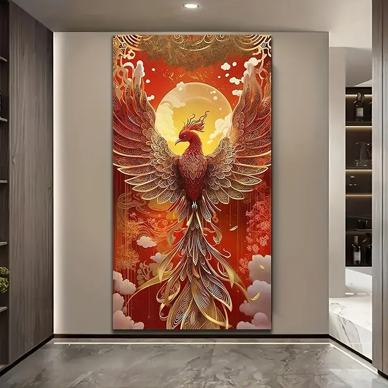 5D DIY Diamond Painting Kit Large Size Phoenix Pattern Full Round Drill Art for Adults Creative Stress Relief Home Decor Gift Idea