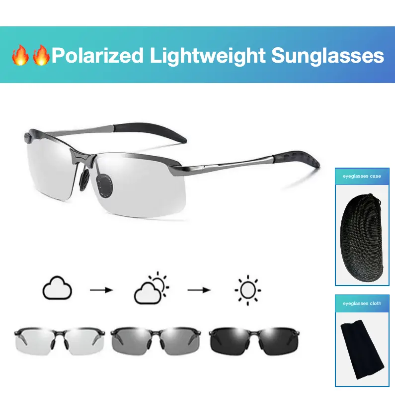 HD Polarized Photochromic Sunglasses for Men and Women UV400 Protection Ultralight Eyewear Day Night Safety Glasses Fishing Golf Outdoor