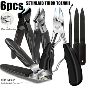 6 Piece Nail Care Kit for Ingrown Toenails & Thick Nails, Includes Scissors Set, Nail File, Cuticle Clippers, Stainless Steel Beauty Tools, Wide Jaw Opening