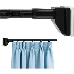Extra Long Tension Curtain Rod 75-102 Inch, 99 LB Heavy Duty No Drill with Super Grip Caps, Adjustable Outdoor Curtain Rod for Patio, Window, Bathroom, Never Rust 1.26'' Diameter, Black