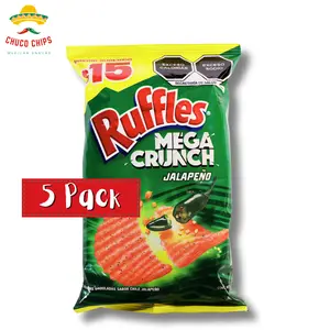 Ruffles Mega Crunch Jalapeno | 5 Pack of Chips | Authentic Mexican Snack | Spicy Crunchy Snack | Authentic Mexican Chips & Snacks by Chuco Chips