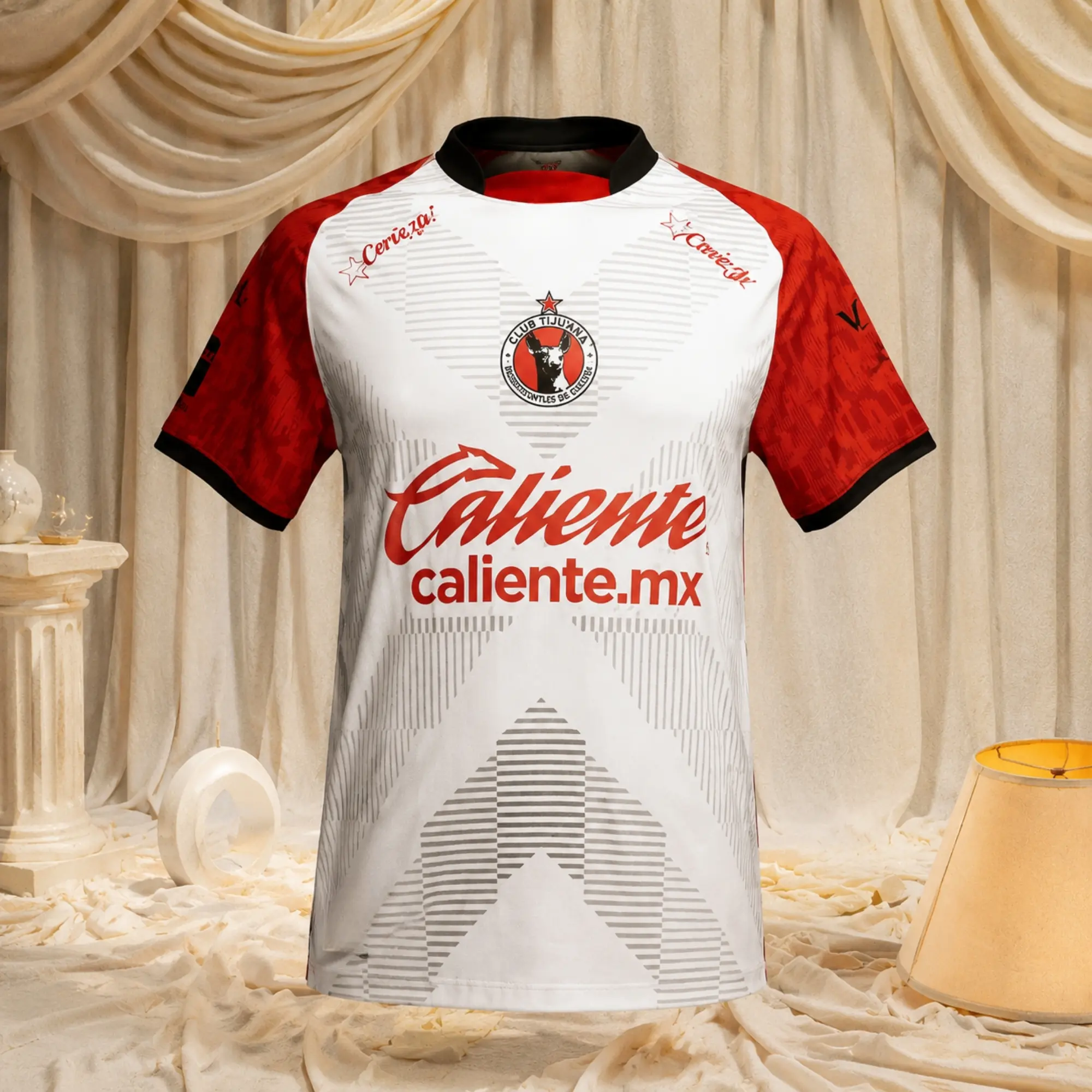 Club Tijuana 2026-27 Home Soccer Jersey, White Red Football Shirt, Liga MX Fan Jersey, Reebok Caliente Match Kit, Men's & Women's Supporter Gear