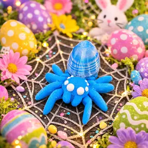 Easter Egg Spider - 3d Printed - Articulated- Decor Figurine