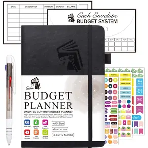 Budget Planner, 2026 Monthly Undated Bill Organizer Hardcover Financial Journal,   Expense  with Budget Envelopes, Stickers, 1 Pen, User Manual, A5, Last 12 Months, Black