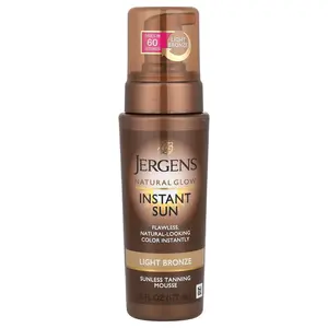 Jergens Natural Glow, Instant Sun, Sunless Tanning Mousse, Light Bronze, 6 fl oz (177 ml)