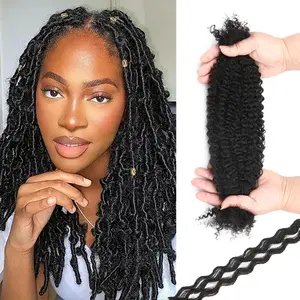 1B 24inch Afro Kinkys Bulk Human Hair for Dreadlocks Extensions Repair, 1 Pack 30g for Micro Locs Extensions