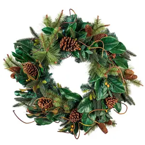 Magnolia Wreath with Pinecones