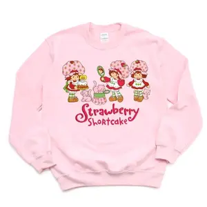 Strawberry Shortcake Graphic Sweatshirt – Strawberry Cartoon Pullover, Big Friends Design, Unisex Oversized Top