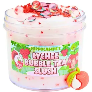 Lychee Bubble Tea Slush Slime (SCENTED) | Handmade Slime | Hippocampe Slimes (4OZ)