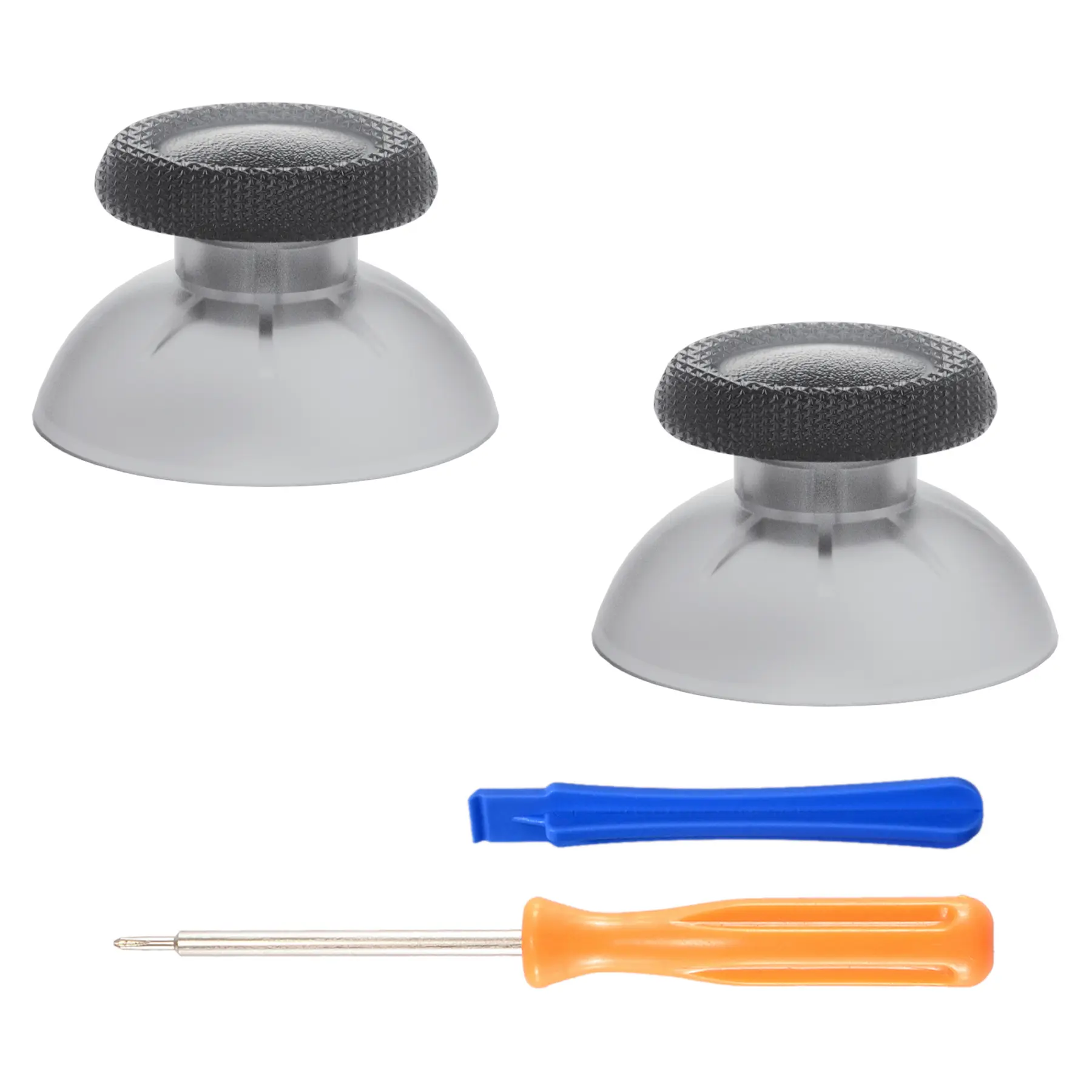 eXtremeRate Black Polycarbonate Personalized Replacement Thumbsticks, Original-Like Internal Fit Controller Accessories for PS5, Multi-Console Custom Analog Joysticks w/1 x Prying Tool,1 x Screwdriver - Controller Not Included