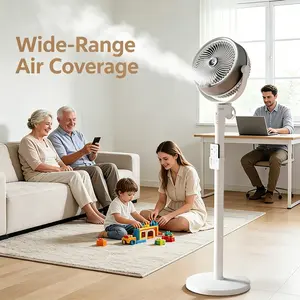 USB Rechargeable Humidifier Floor Fan, Dual Spray, Remote Control, Rotatable, 4 Speeds, Multiple Settings, 4000mah Battery, Brushless Motor, Home, Camping, Party, Office