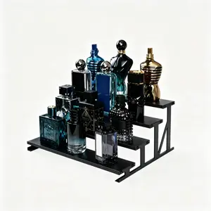 Lifewit 4-Tier Cologne Organizer for Men 9.8inch & 13.9inch Perfume Stand Black & Natural Wood Display Riser Shelf for Fragrance Aftershave Skincare Makeup Vanity Bedroom Bathroom Countertop Storage 1 or 2 Pieces