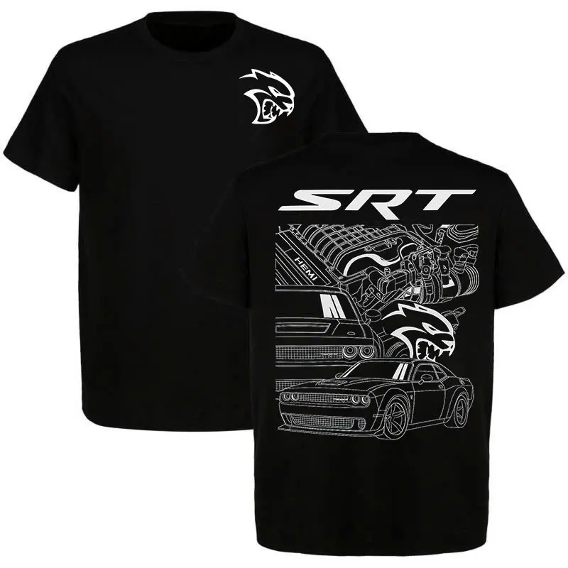 SRT Hellcat Challenger Diagram T-Shirt - Dodge Muscle Car Tee, Blueprint Engine Car Tee, Unisex Cotton T-Shirt Top Menswear Car Enthusiast Gift For Men, Father's Day
