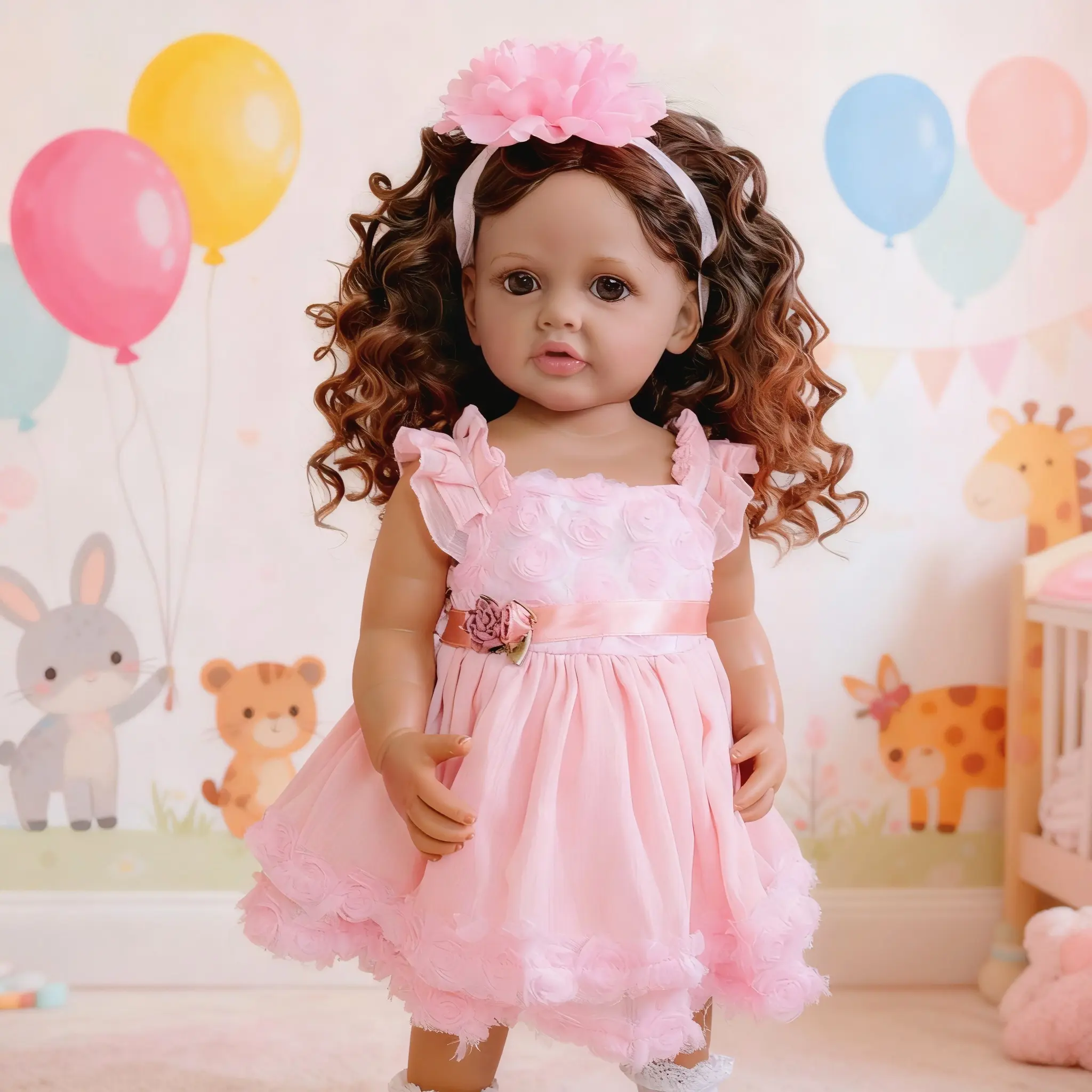 Reborn Toddler Baby Dolls Full Vinyl Body 22 Inch Lifelike Reborn Baby Doll with Long Hair Anatomically Correct
