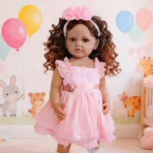 Reborn Toddler Baby Dolls Full Vinyl Body 22 Inch Lifelike Reborn Baby Doll with Long Hair Anatomically Correct