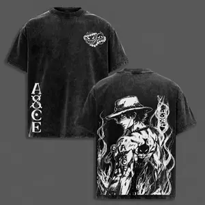 Portgas D. Ace Shirt – One Piece Washed Oversized Tee, Fire Fist Graphic, Retro Pirate Streetwear, Anime Gift for Fans 2025