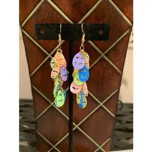 Easter egg multi color dangle earrings, Easter earrings, Easter