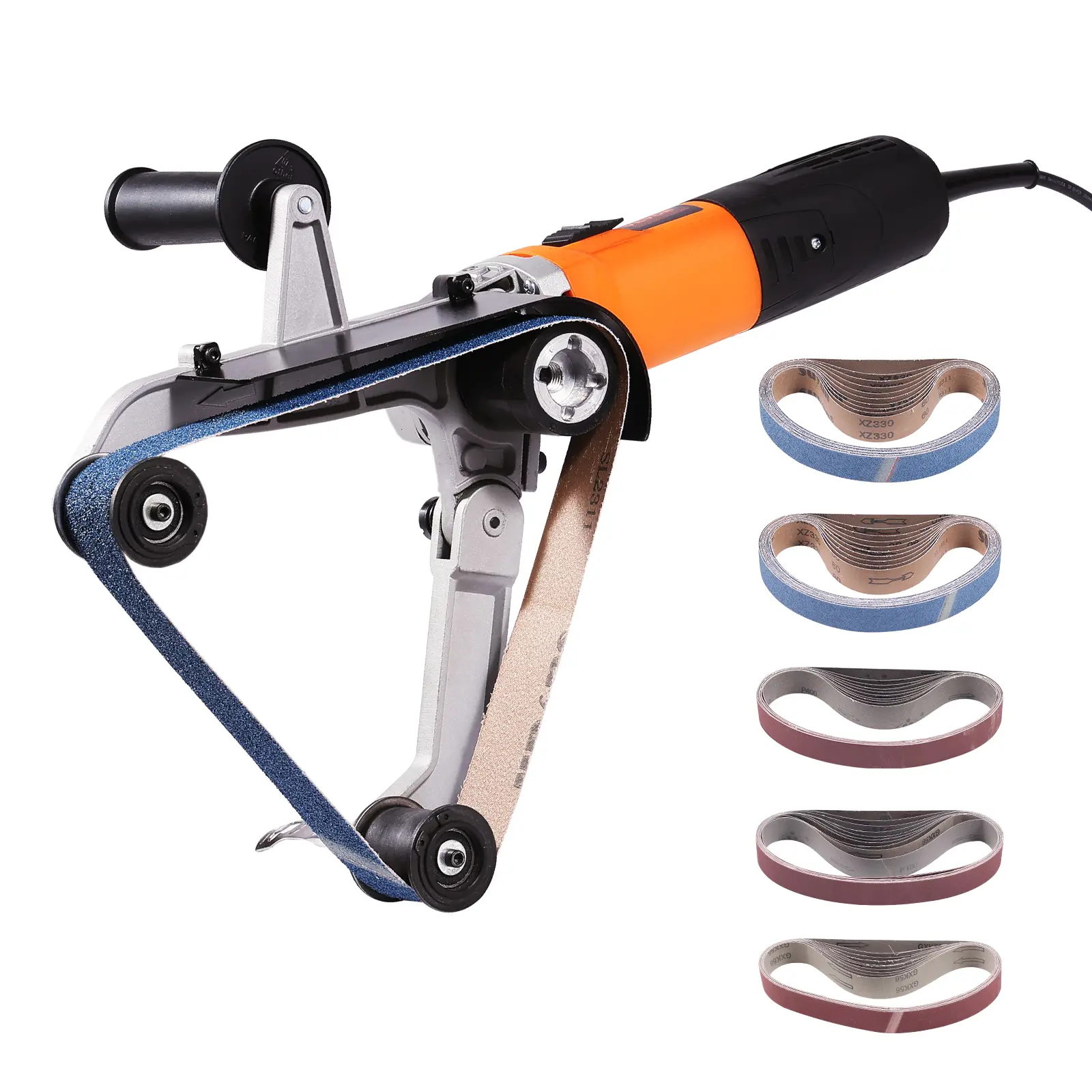 【Summerfinds】VEVOR Pipe Tube Polisher Sander 1000W Pipe Belt Sander with 6 Variable Speeds 1100-3200rpmProfessional Belt Sander Grinding Machine with 50PCS Sanding Belts for Burnishing Finishing Rust Removal