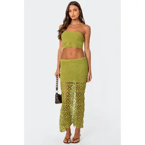 Ida Back Slit Crochet Maxi Skirt