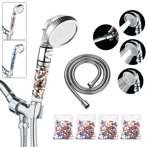 Filtered HandHeld Shower Head with On Off Pause Switch, High Pressure Detachable and Removable Zen Body Showerhead with 5Ft Hose, Adjustable Angle Bracket, Water Saving,  Rainfall Jetting