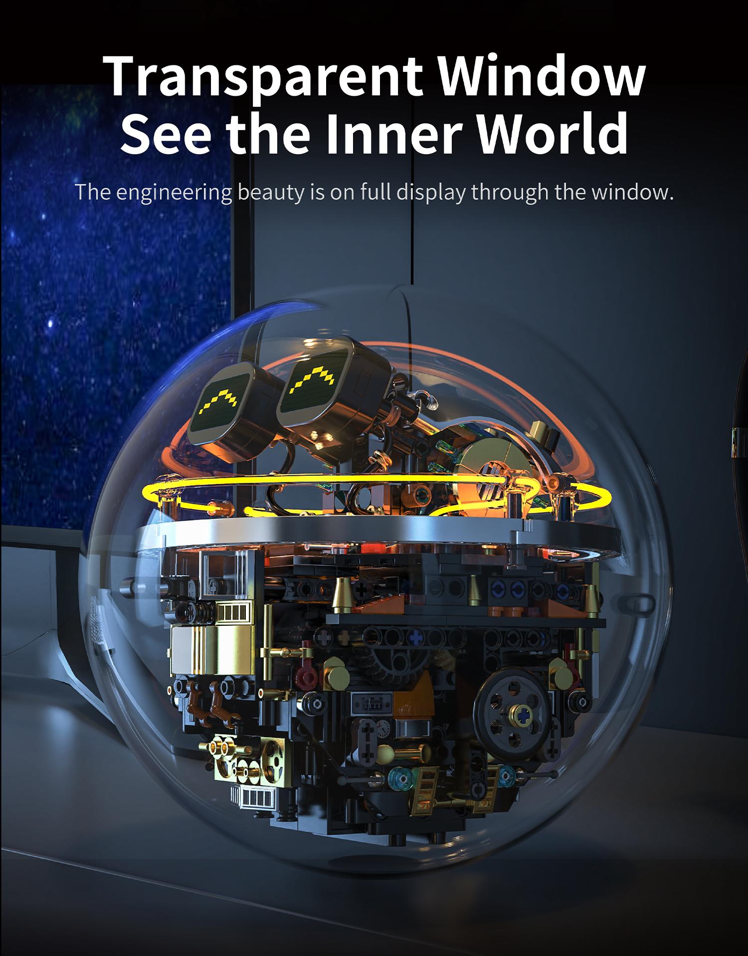 Transparent Spherical Robot Building Block Set, Programmable RC Robot with LED Expression & Cyberpunk Lights, STEM Educational Toy for Kids 8–13, Ideal Holiday & Birthday Gift for Children Transparent Spherical Robot Building Block Set, Programmable RC Robot with LED Expression & Cyberpunk Lights, STEM Educational Toy for Kids 8–13, Ideal Holiday & Birthday Gift for Children