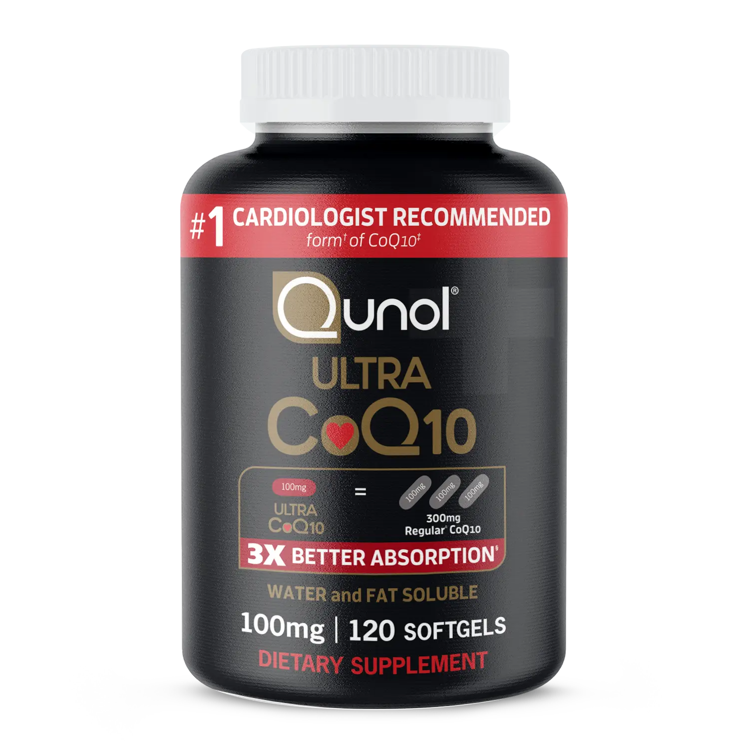 Qunol Ultra CoQ10 100mg, 3x Better Absorption, Antioxidant for Heart Health & Energy Production, CoQ10 Vitamins and Supplements