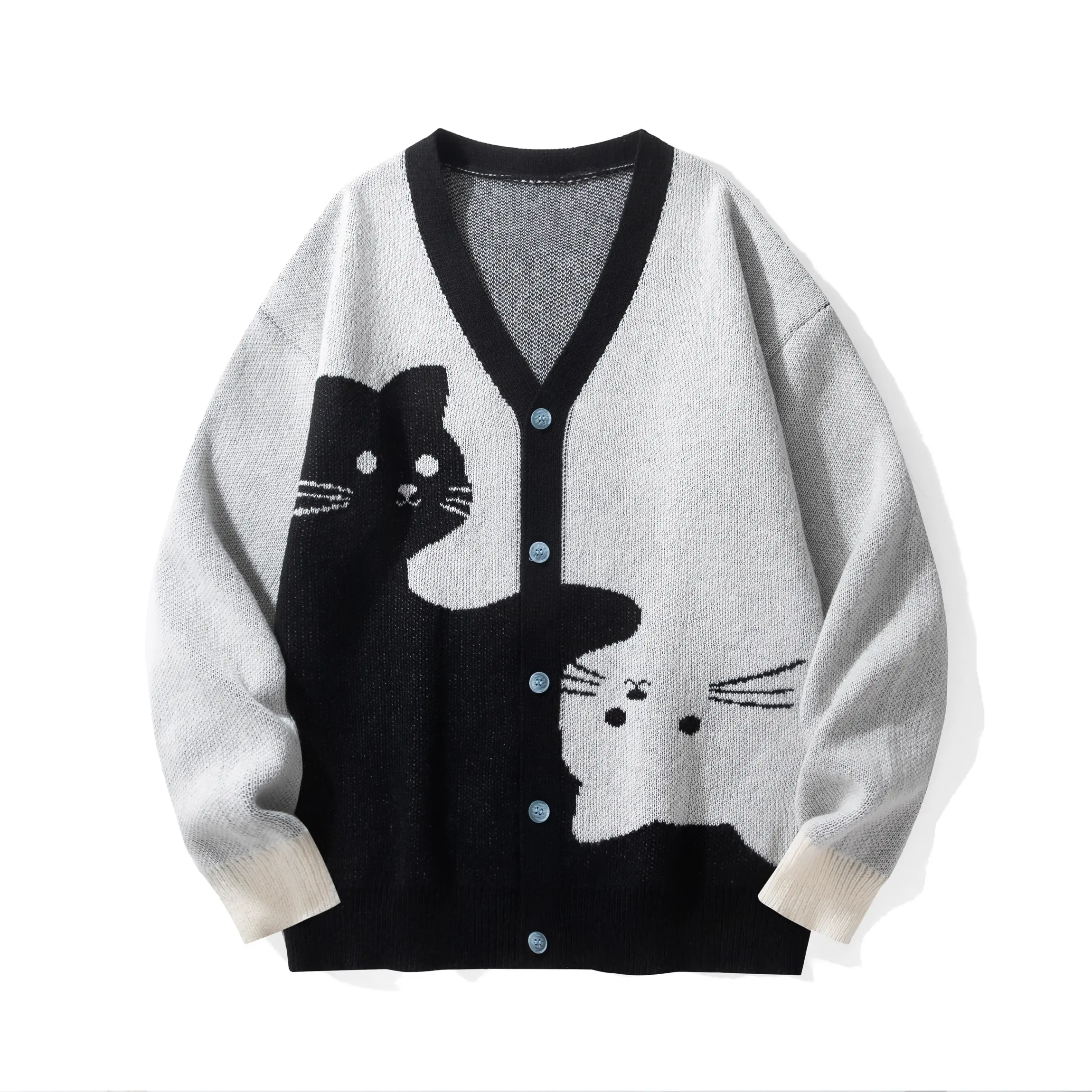 Women's Chic Knit Cardigan, Preppy Colorblock V-Neck Button Down Polyester Sweater for Casual Autumn Outerwear, Knitwear, Do Not Dry Clean, Gifts For Your Girlfriend, Athletic, Fitted, Wedding