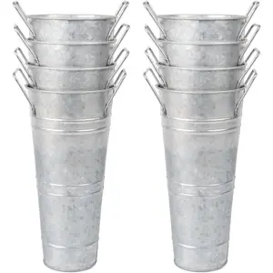 8pcs 10inch metal vases for flowersgalvanized flower bucketmetal vasesmall galvanized buckets for partyrustic flower vaserustic vases for home dcor silver10inch heightset of 8