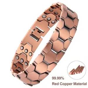 99.99% Pure Copper Bracelet for Men, 2X Ultra Strength Magnetic Bracelets, Copper Jewelry With 3500 Gauss Neodymium Magnets, Adjustable