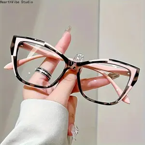 2026 Elegant cat eye reading  for women-fashionable color block design, anti-blue light, 1.0 to 4.0 strength trendy casual stylish  vision correction rave lightweight frame sun  unisex vintage eyewear men ok glass,summerwins